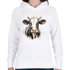 PRINTFASHION Tehén  - Női kapucnis pulóver - Fehér