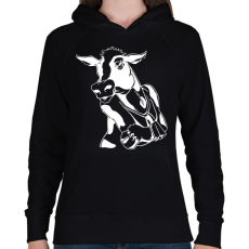 PRINTFASHION tehén - Női kapucnis pulóver - Fekete