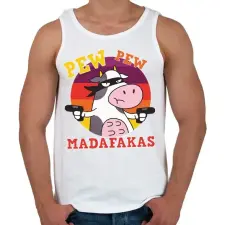 PRINTFASHION Tehén - pew pew madafakas - Férfi atléta - Fehér atléta, trikó