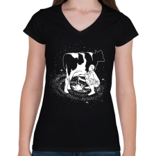 PRINTFASHION Tejút - Női V-nyakú póló - Fekete női póló