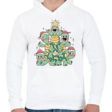 PRINTFASHION Teknős karácsonyfa - Férfi kapucnis pulóver - Fehér férfi pulóver, kardigán