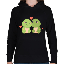 PRINTFASHION Teknős Love - Női kapucnis pulóver - Fekete női pulóver, kardigán