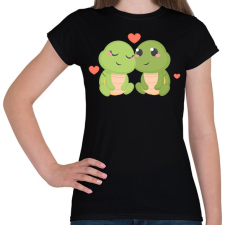 PRINTFASHION Teknős Love - Női póló - Fekete női póló