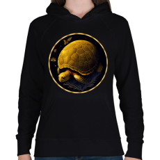 PRINTFASHION teknős - Női kapucnis pulóver - Fekete