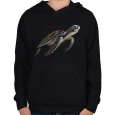 PRINTFASHION Teknős portré - Gyerek kapucnis pulóver - Fekete