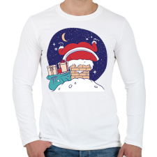 PRINTFASHION Télapó a kéményben - Férfi hosszú ujjú póló - Fehér férfi póló