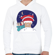 PRINTFASHION Télapó a kéményben - Férfi kapucnis pulóver - Fehér férfi pulóver, kardigán