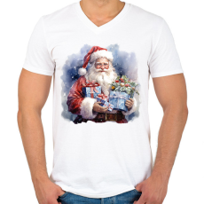 PRINTFASHION Télapó ajándékkal - Férfi V-nyakú póló - Fehér