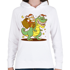 PRINTFASHION Télapó dínó háton - Női kapucnis pulóver - Fehér