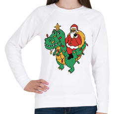 PRINTFASHION Télapó dínó háton - Női pulóver - Fehér