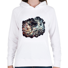 PRINTFASHION Télapó érkezik a rénszarvasos szánjával - Női kapucnis pulóver - Fehér női pulóver, kardigán