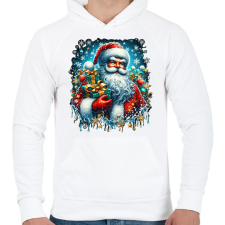 PRINTFASHION Télapó - Férfi kapucnis pulóver - Fehér férfi pulóver, kardigán