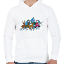 PRINTFASHION Télapó immár eljő - Férfi kapucnis pulóver - Fehér férfi pulóver, kardigán