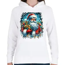 PRINTFASHION Télapó - Női kapucnis pulóver - Fehér női pulóver, kardigán