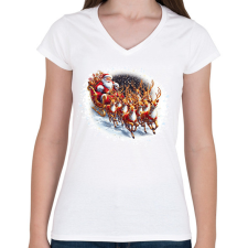 PRINTFASHION Télapó - Női V-nyakú póló - Fehér női póló