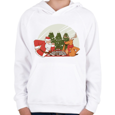PRINTFASHION Télapó sakkozik - Gyerek kapucnis pulóver - Fehér