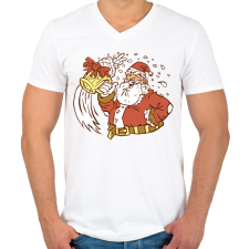 PRINTFASHION Télapó sörrel - Férfi V-nyakú póló - Fehér férfi póló