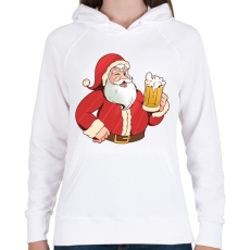 PRINTFASHION Télapó sörrel - Női kapucnis pulóver - Fehér