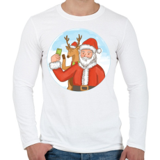 PRINTFASHION Télapó szelfi - Férfi hosszú ujjú póló - Fehér