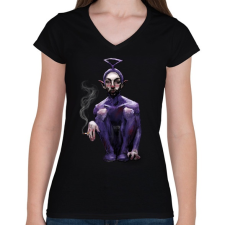PRINTFASHION Teletubbie - Női V-nyakú póló - Fekete női póló