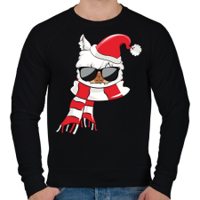 PRINTFASHION Téli cica - Férfi pulóver - Fekete férfi pulóver, kardigán