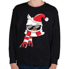 PRINTFASHION Téli cica - Gyerek pulóver - Fekete