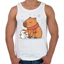 PRINTFASHION Téli kapibara - Férfi atléta - Fehér női trikó