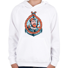 PRINTFASHION Tengerész - Gyerek kapucnis pulóver - Fehér
