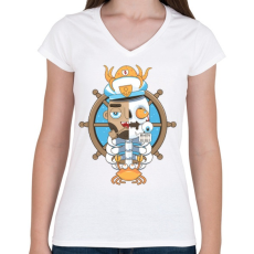 PRINTFASHION Tengerész sors - Női V-nyakú póló - Fehér