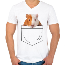 PRINTFASHION Tengerimalac zsebben - Férfi V-nyakú póló - Fehér férfi póló