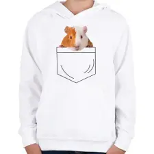 PRINTFASHION Tengerimalac zsebben - Gyerek kapucnis pulóver - Fehér gyerek pulóver, kardigán