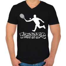 PRINTFASHION tenisz - Férfi V-nyakú póló - Fekete férfi póló