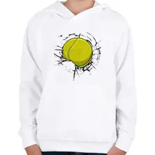 PRINTFASHION Teniszlabda a falban - Gyerek kapucnis pulóver - Fehér gyerek pulóver, kardigán