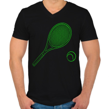 PRINTFASHION Tennis - Férfi V-nyakú póló - Fekete férfi póló