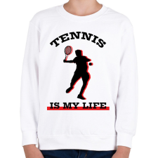 PRINTFASHION Tennis is my life - Gyerek pulóver - Fehér gyerek pulóver, kardigán