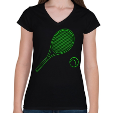 PRINTFASHION Tennis - Női V-nyakú póló - Fekete női póló