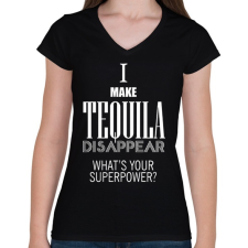 PRINTFASHION Tequila disappear - Női V-nyakú póló - Fekete női póló