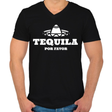 PRINTFASHION TEQUILA Por Favor - Férfi V-nyakú póló - Fekete