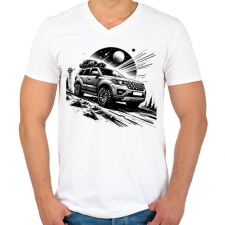 PRINTFASHION Terepjáró - Férfi V-nyakú póló - Fehér férfi póló