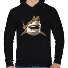 PRINTFASHION Terepmintás cápa - Férfi kapucnis pulóver - Fekete