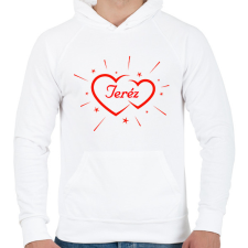 PRINTFASHION Teréz - Férfi kapucnis pulóver - Fehér férfi pulóver, kardigán