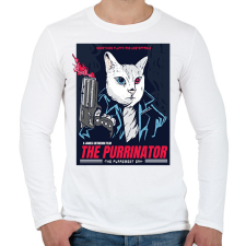 PRINTFASHION Terminátor cica - Férfi hosszú ujjú póló - Fehér férfi póló