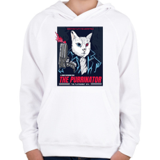 PRINTFASHION Terminátor cica - Gyerek kapucnis pulóver - Fehér
