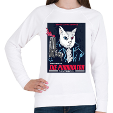 PRINTFASHION Terminátor cica - Női pulóver - Fehér női pulóver, kardigán
