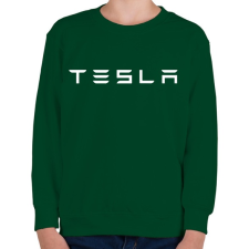 PRINTFASHION TESLA fehér - Gyerek pulóver - Sötétzöld gyerek pulóver, kardigán
