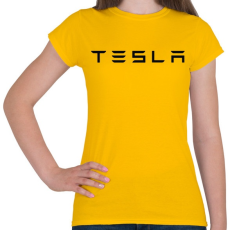 PRINTFASHION TESLA felirat - Női póló - Sárga