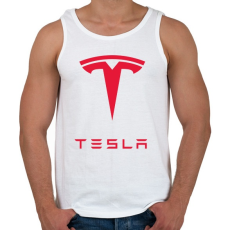 PRINTFASHION Tesla - Férfi atléta - Fehér