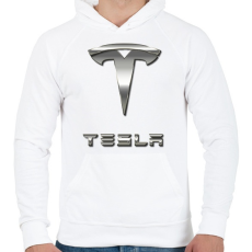 PRINTFASHION Tesla - Férfi kapucnis pulóver - Fehér