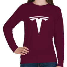 PRINTFASHION TESLA logo fehér - Női pulóver - Bordó női pulóver, kardigán