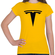 PRINTFASHION TESLA logo fekete - Női póló - Sárga női póló